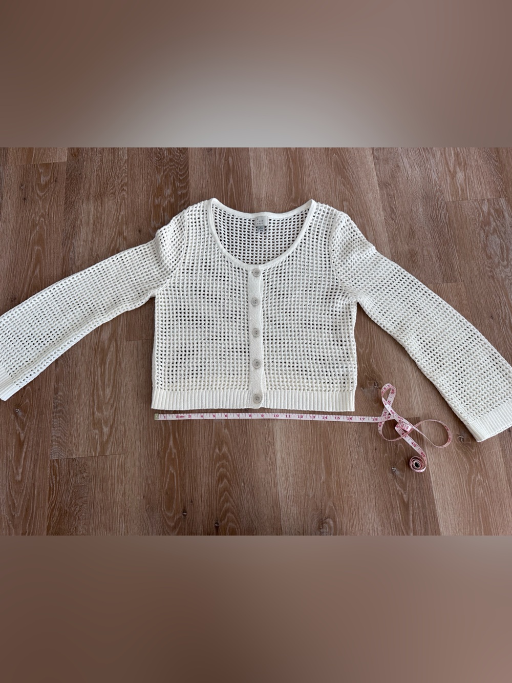 A New Day White Open Knit Sweater Top | Size Small | Cotton Blend